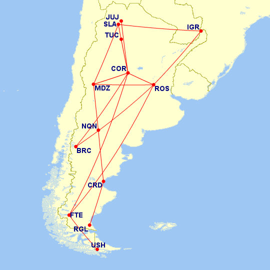 Aerolineas Argentinas - Vuelos transversales