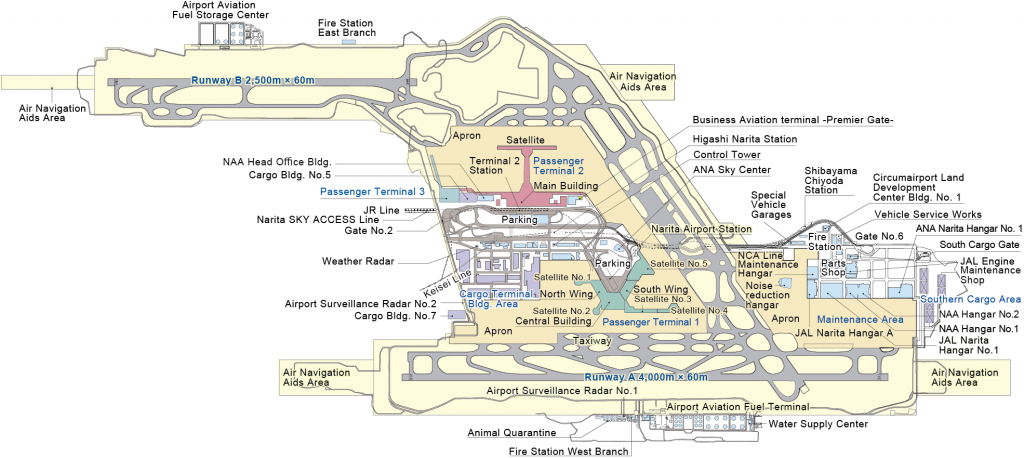 Plano del aeropuerto de Narita (hagan click para verlo en alta resolución)