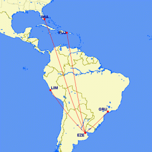 Rutas internacionales de LAN Argentina