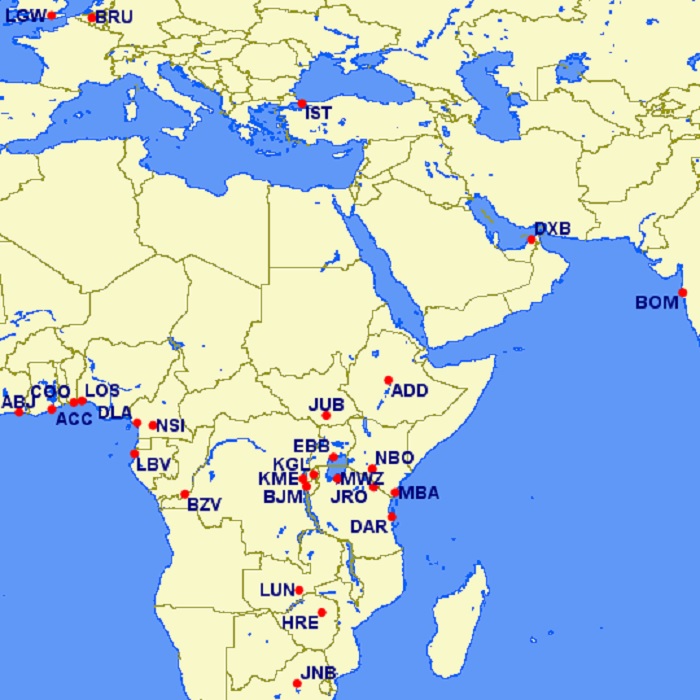 Rwandair - Destinos AGO2017