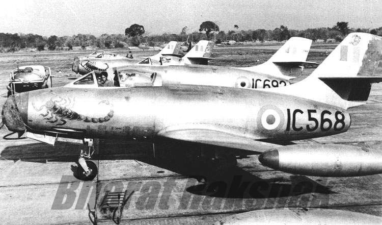 Dassault Toofani, la versión India del M.D. 450 Ouragan. 