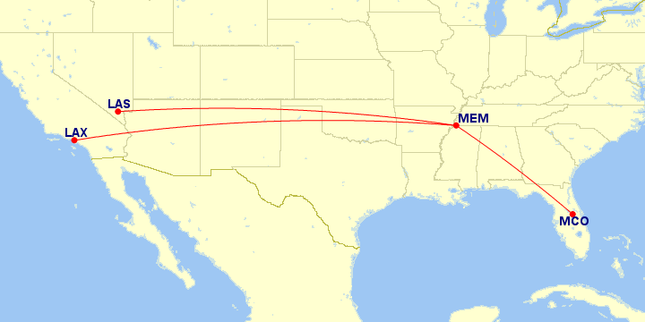 Red de rutas de Spirit en Memphis