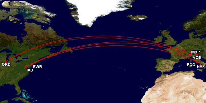 United map route Italy