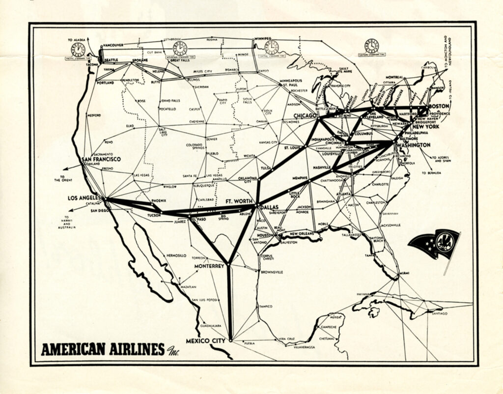 American Airlines Map Route 1942