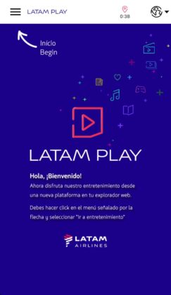 LATAM Play Web - Menú