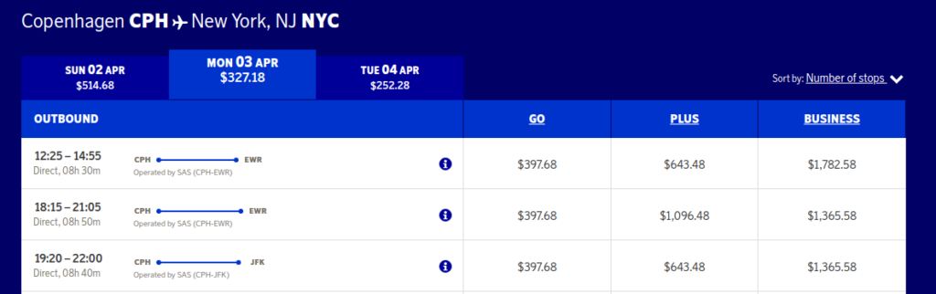 Scandinavian Airlines New York